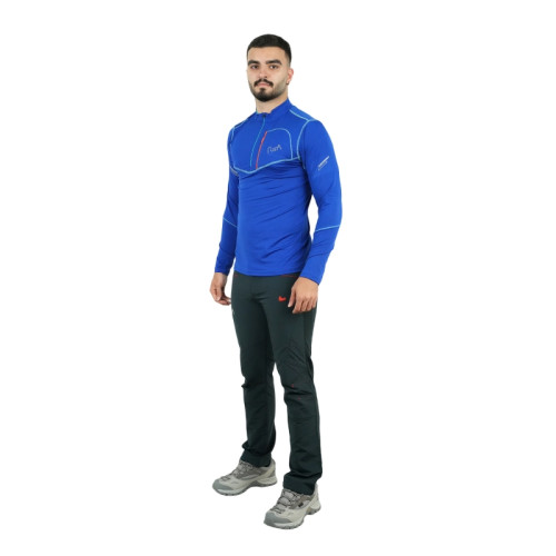 بلوز نیم زیپ تن ریسا مدل 3613 آبی کاربنی روشن 2