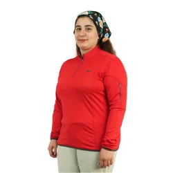 بلوز نیم زیپ زنانه تن ریسا مدل 3732 قرمز روشن