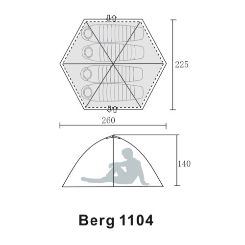 چادر 4 نفره berg خاکستری روشن