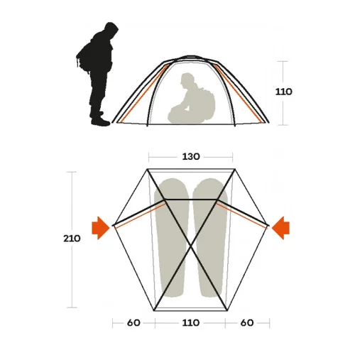 چادر Ferrino دو نفره مدل Trivor2 نارنجی